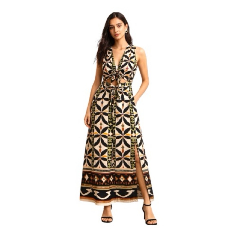 ZARA Printed Cut-Out Midi Dress | Size M | New - Picture 3 of 7